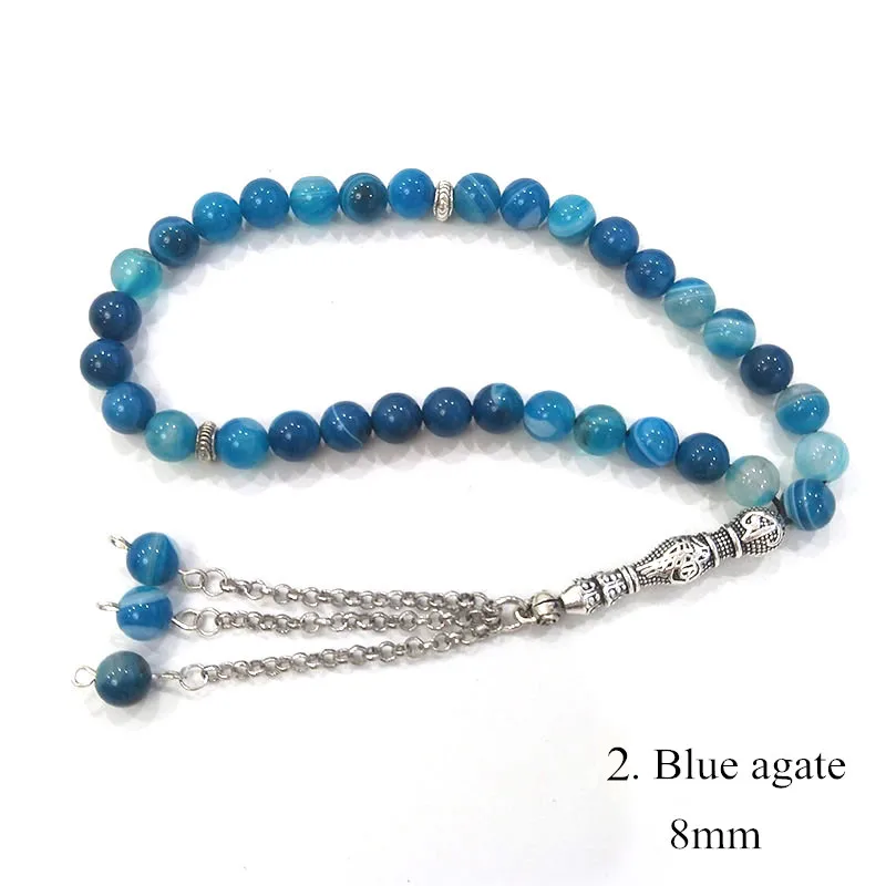 8mm Real natural Stone Islamic Prayer 33 beads Tasbih Misbaha Muslim bracelet Tasbeeh for birthday gift | Украшения и аксессуары