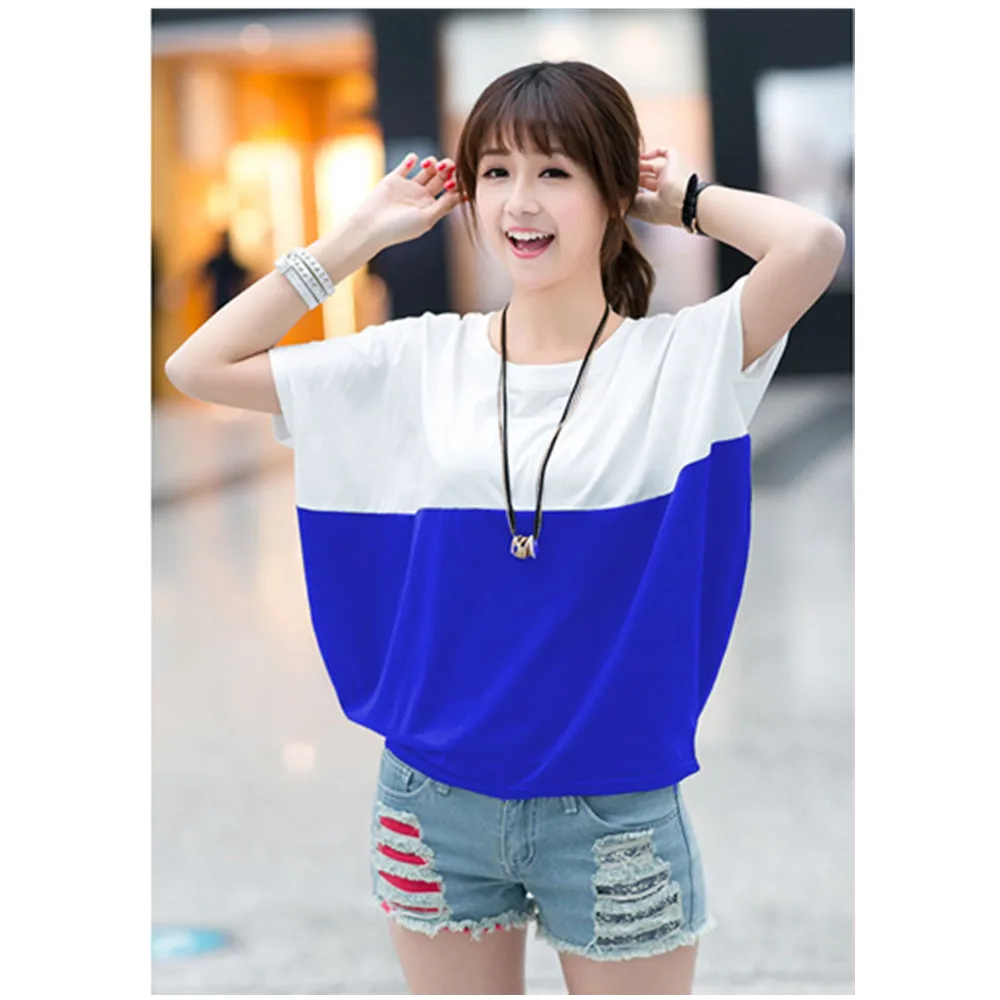 Топы летняя Корейская версия большого размера Женская широкая футболка-летучая