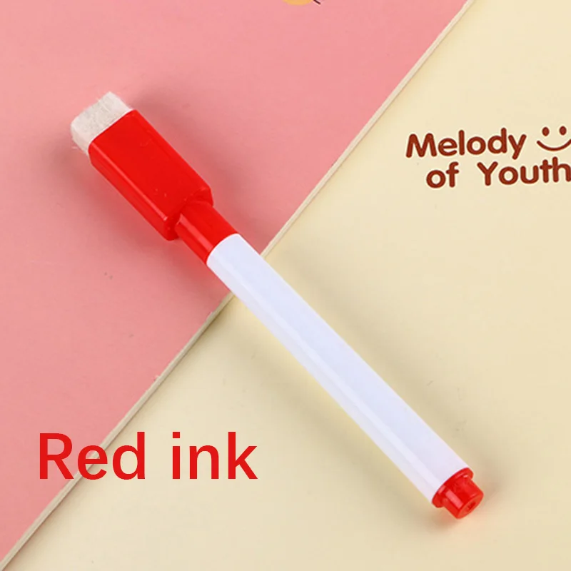 Red ink 2 шт., новинка, 8 цветов, маркеры для белой доски, маркер, тонкие стираемые сухие маркеры для белой доски, экологический ластик, офисные, школьные принадлежности - Цвет: Red ink