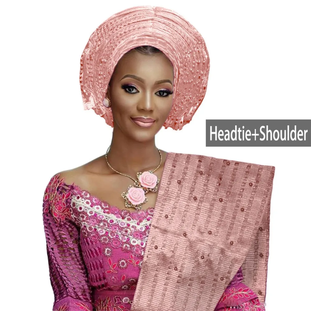 Головной убор Aso oke с бусинами aso нигерийский головной ebi Африканский gele auto