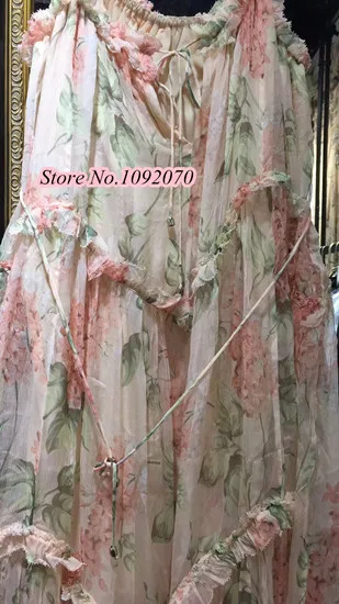 pink floral Женское асимметричное платье миди из шелка и жоржета с рюшами и цветочным принтом - Цвет: pink floral