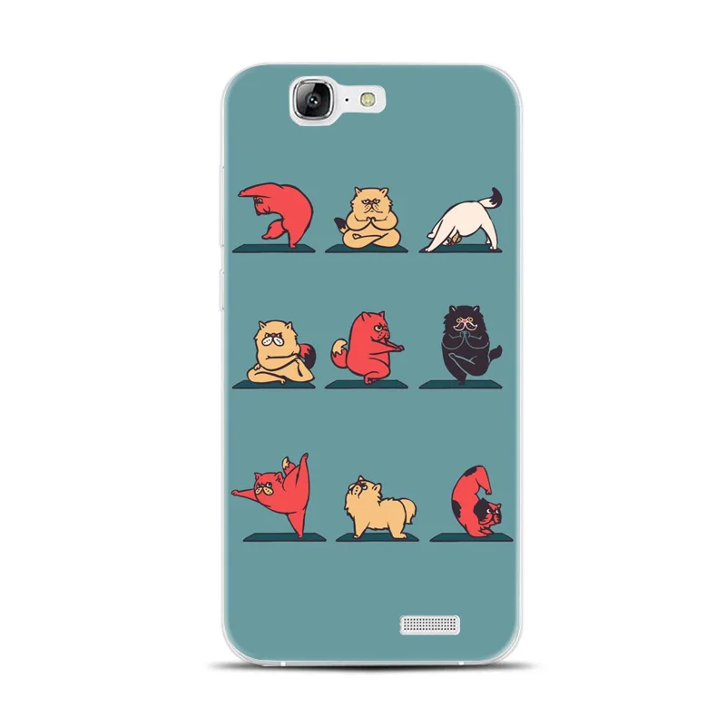 H440 Cute Yoga Animals Cats Dogs Transparent Hard Thin Skin Case Cover For Huawei P8 P9 P10 Lite Plus 2017 Honor 8 9 6X |