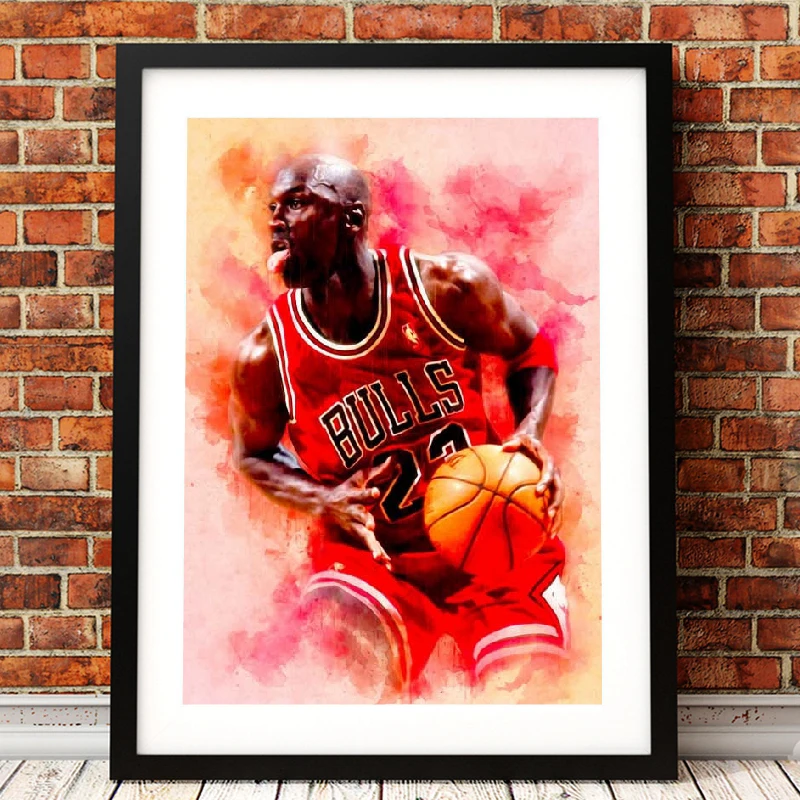 Майкл плакат Джордан Баскетбол Wall Art Холст Картина без рамки акварель ручной