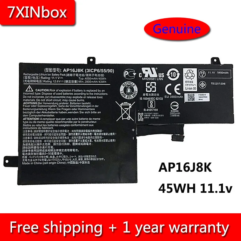 7XINbox 45Wh 11 1 V Подлинная батарея для ноутбука AP16J8K Acer C731 Series 3ICP6/55/90 4050mAh Batteria |