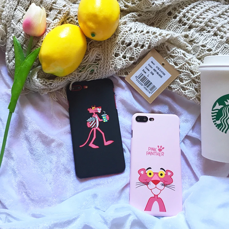 Милые розовые Пантеры чехлы для мобильного телефона iPhone 6 6s 7 8 Plus X мультфильм