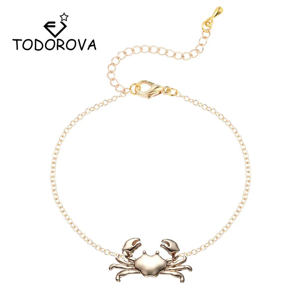 Todorova, Океанский стиль, краб, очаровательный браслет, Золотая цепочка, Регулируемый Женский браслет, подарки для девочек, мужские ювелирные аксессуары
