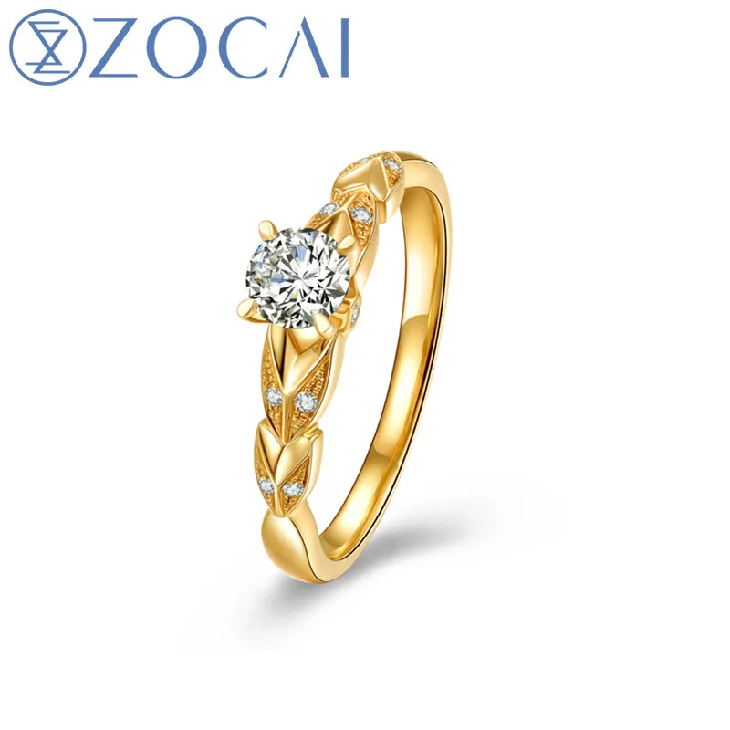 ZOCAI новый дизайн обручальное кольцо 0 3 CT Природный бриллиант F-G/SI 18k желтое золото