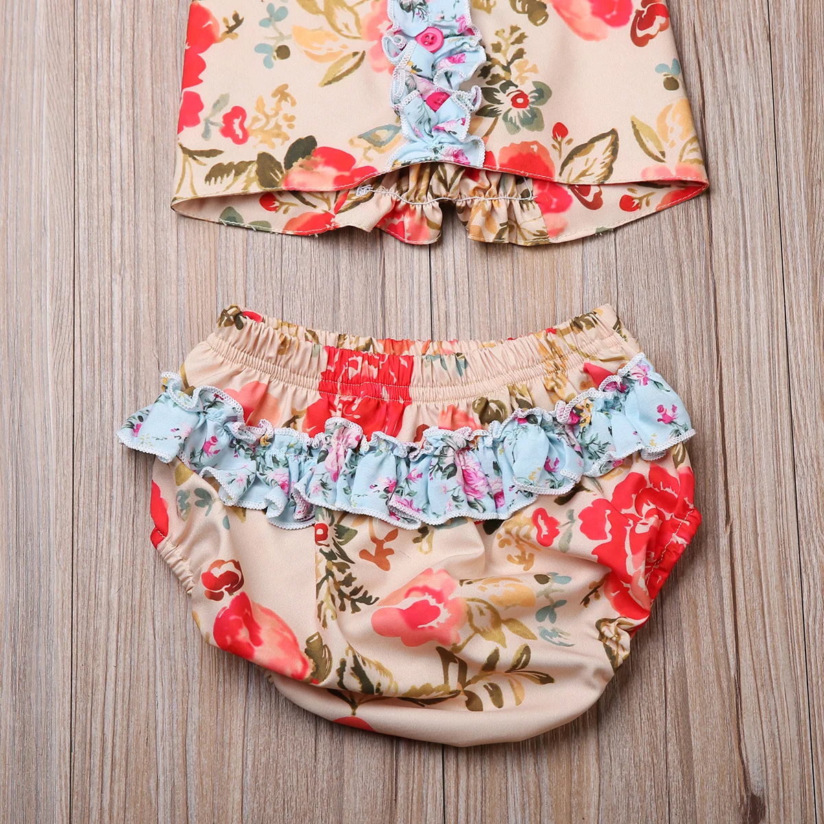 Купальник из двух частей с цветочным принтом для маленьких девочек | Спорт и