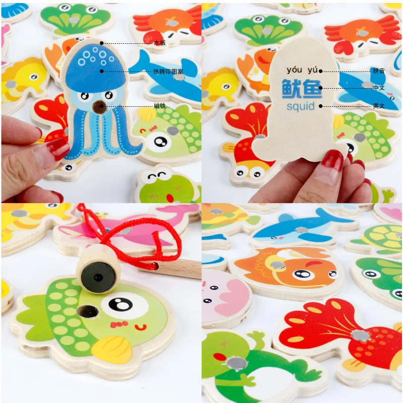 

Children 3D Magnetic Fishing Puzzle Wooden Toys Cartoon Animals Traffic Jigsaw Tangram Kids Educational Toy for Children