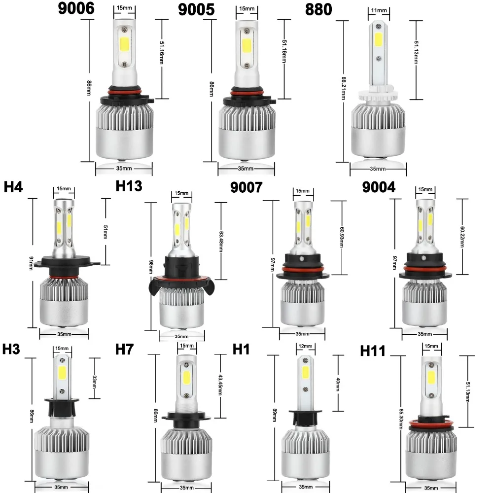 AOTOMONARCH 2 шт. H4 Led H1 лампа автомобиля головной светильник H7 Hi/короче спереди и