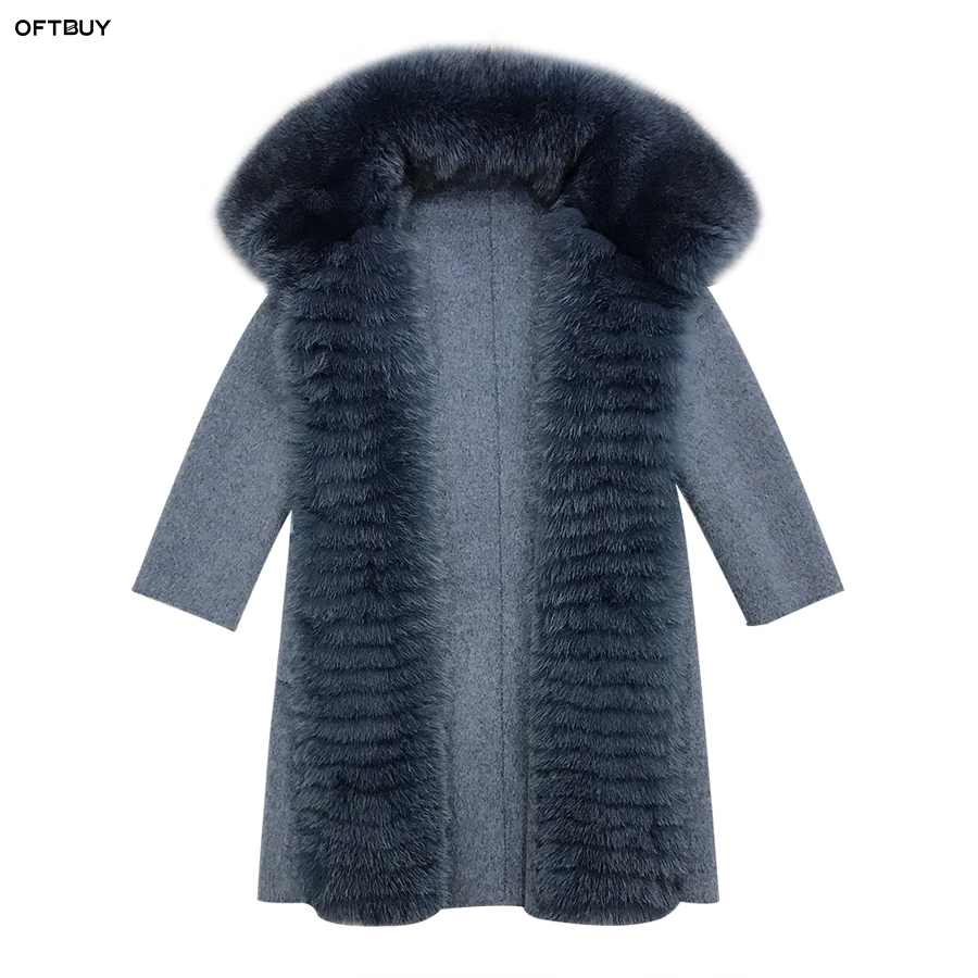 Женская длинная парка OFTBUY свободная куртка из натурального меха лисы уличная