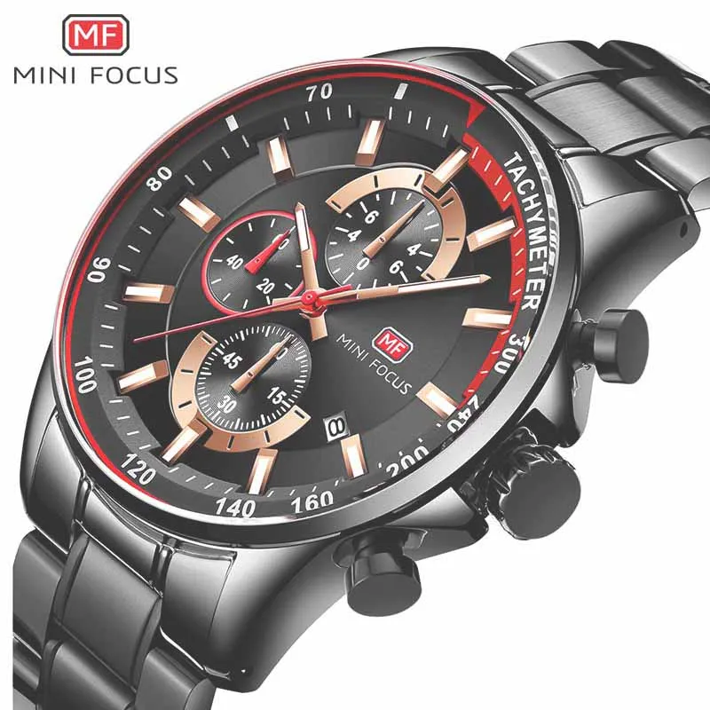 MINIFOCUS Relogio Masculino мужские часы роскошные 3ATM водонепроницаемые хронограф наручные