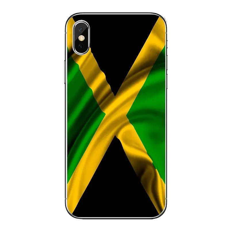 For iPod Touch iPhone 4 4S 5 5S 5C SE 6 6S 7 8 X XR XS Plus MAX Retro Jamaica National Flag Banner Soft Transparent Shell Covers 