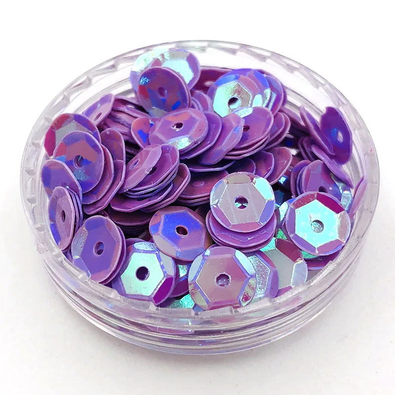 Light purple AB Новая 10 г/250 г/500 г 6 мм круглая форма ПВХ вогнутой формы с отверстием пришить блестки ремесла свадебные украшения, аксессуары - Цвет: Light purple AB