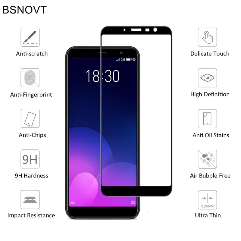 2 шт защита экрана Meizu M6T стекло закаленное для полное покрытие M811Q защитная пленка
