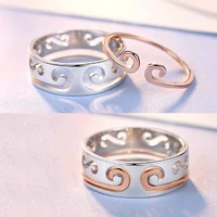 Web Celeb Magic Spell Lover's Rings, Silver/Rose-gold Color Stainless Steel Hollow Couple Rings 36pairs/lot