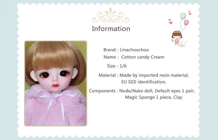 Новое поступление LinaChouchou хлопок конфеты крем bjd sd кукла для девочек День рождения Рождество Лучшие подарки