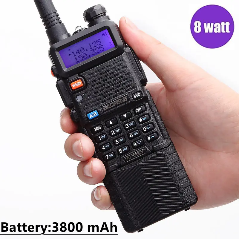 Baofeng UV-5R, 8 Вт, мощная портативная рация, Comunicador, 3800 мА/ч, 10 км, радиосвязь cb, набор, 8 Вт, UV5R, для леса, города - Цвет: standard