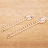 1pcs transparent glass coffee spoon with long handle coffee scoop dessert coffee scoops kitchen accessories tea spoon