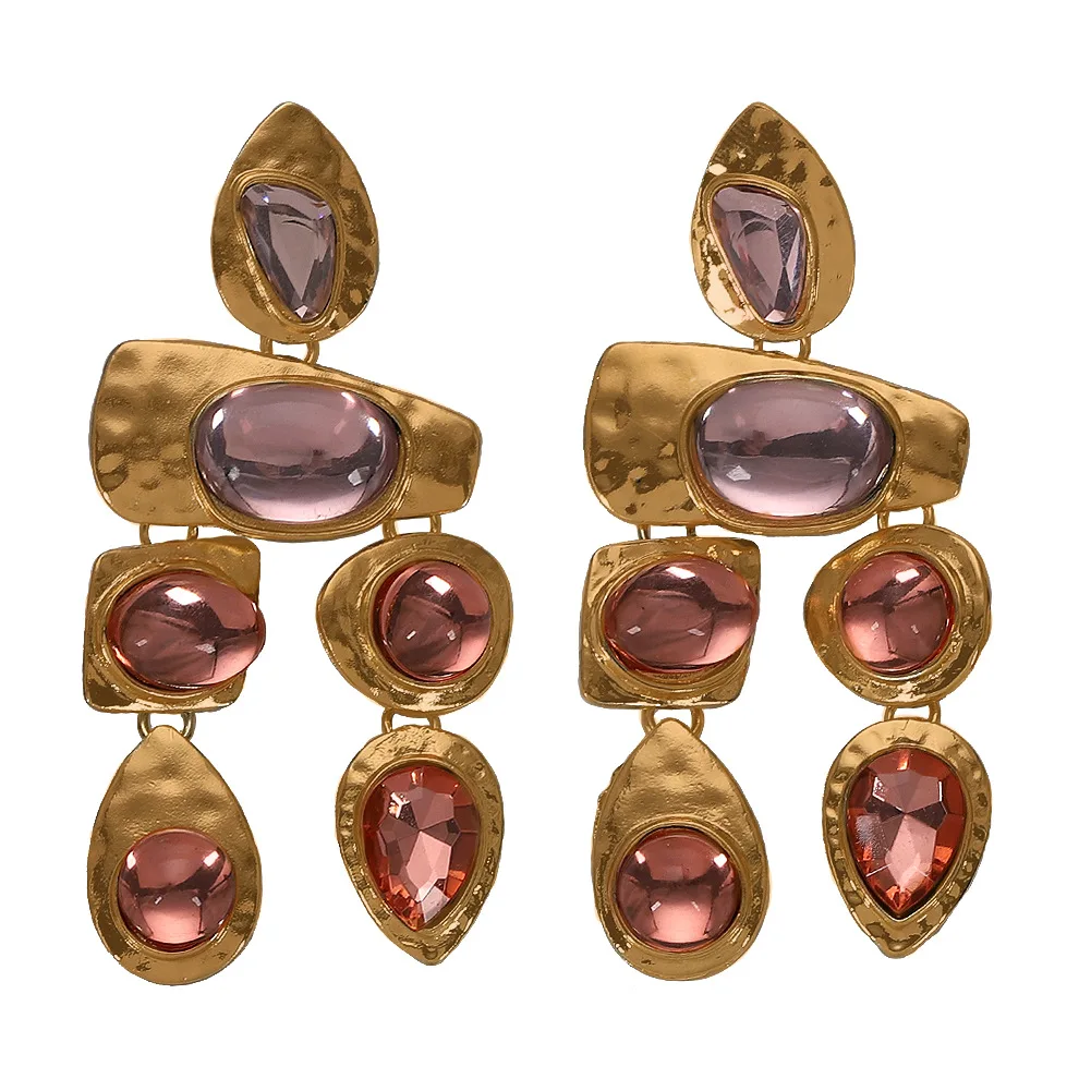 В богемском стиле, золотистого цвета металла длинные каплевидные серьги для Для женщин модные праздничные ювелирные изделия Большой Цвет Фул геометрический кристалл серьги-подвески