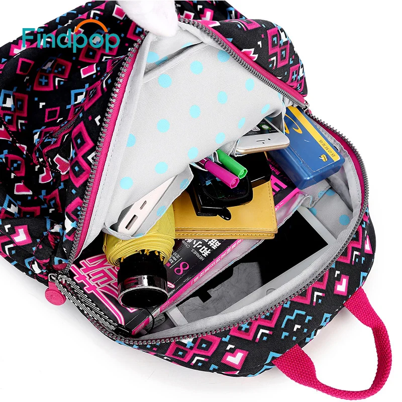 Женские рюкзаки с принтом Findpop для подростков холщовая школьная сумка новинка 2017
