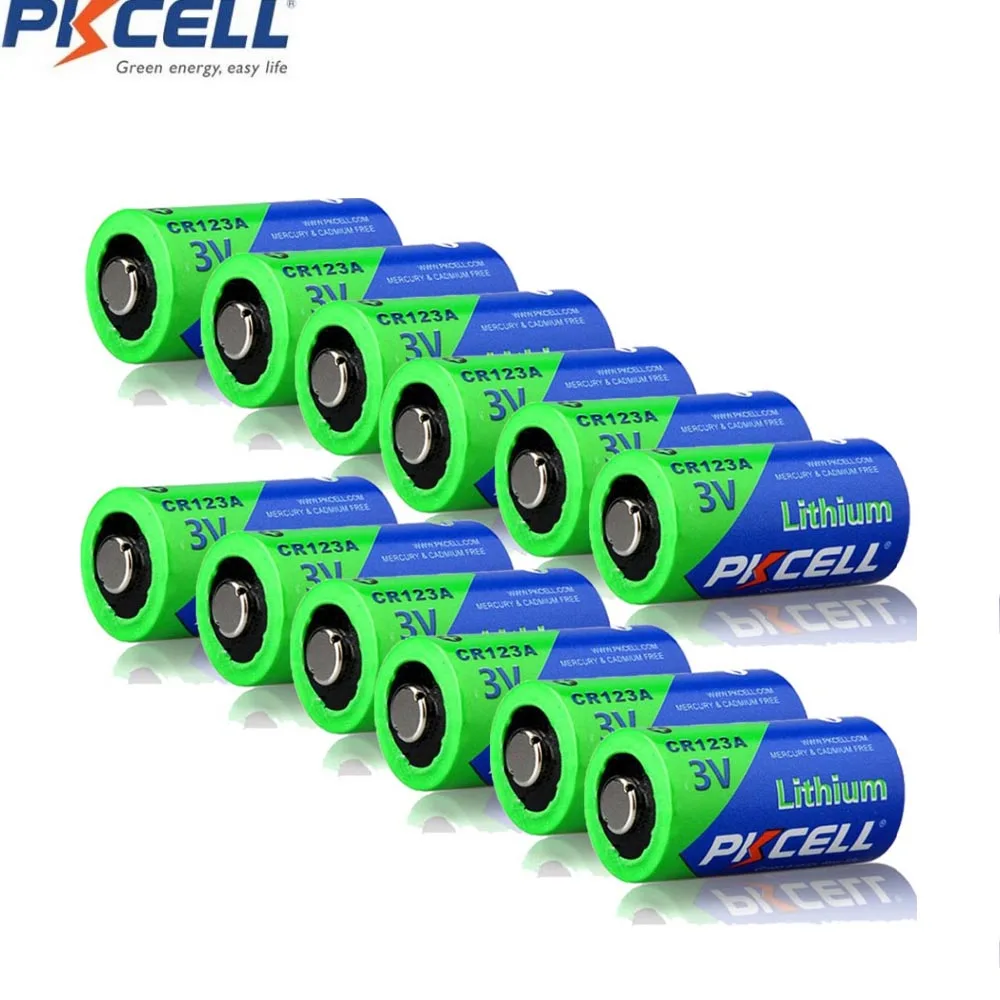 PKCELL 12 шт. 3В CR123A литий Li-MnO2 Батарея CR123 123A CR17345 KL23a VL123A DL123A 5018LC EL123AP для фонарика