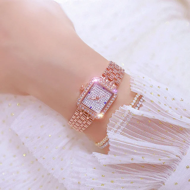 rose-gold Женские часы известный бренд креативные Модные женские наручные часы небольшой циферблат Квадратные золотые часы женские наручные часы Reloj Mujer - Цвет: rose-gold