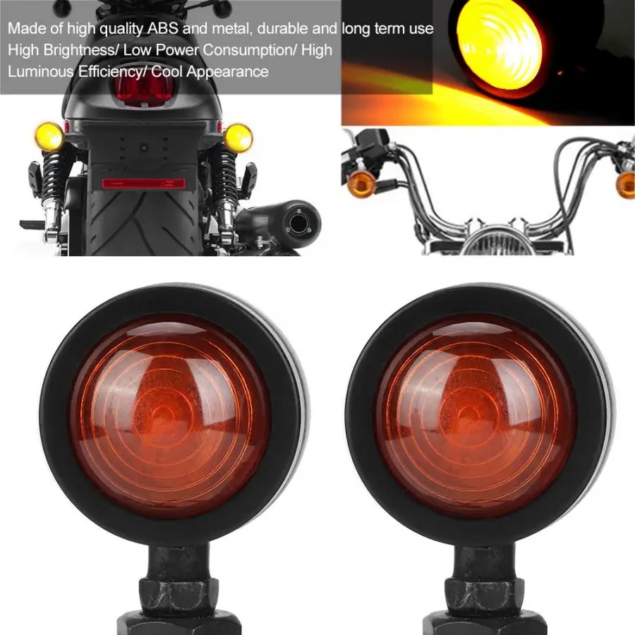 

2Pcs Retro Metal Motorcycle Turn Signal Lights Indicators Lamp
