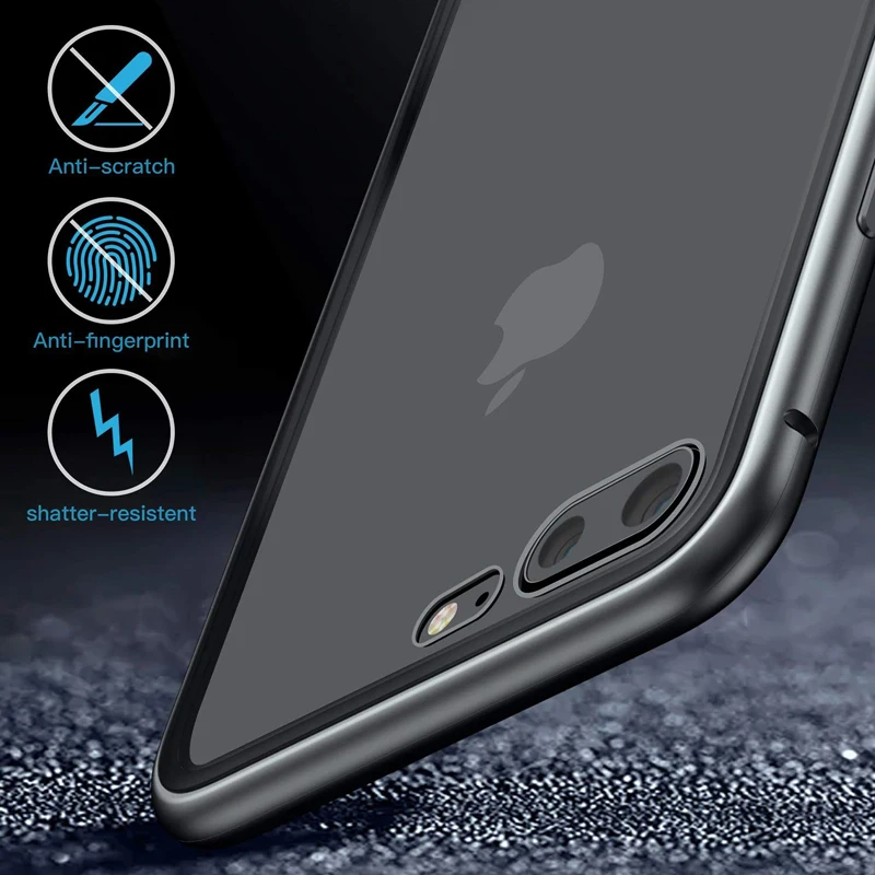 Luxury Magnetic Adsorption Metal Phone Case Funda For iPhone 6 6s 8 7 Plus X XR with Tempered Glass Magnet Cover Flip Capa |