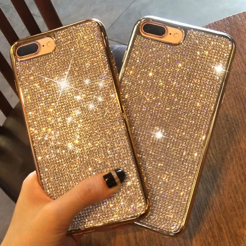 Модный Блестящий Мягкий чехол с кристаллами и стразами для iPhone XS Max XR X 8 7 6 6S