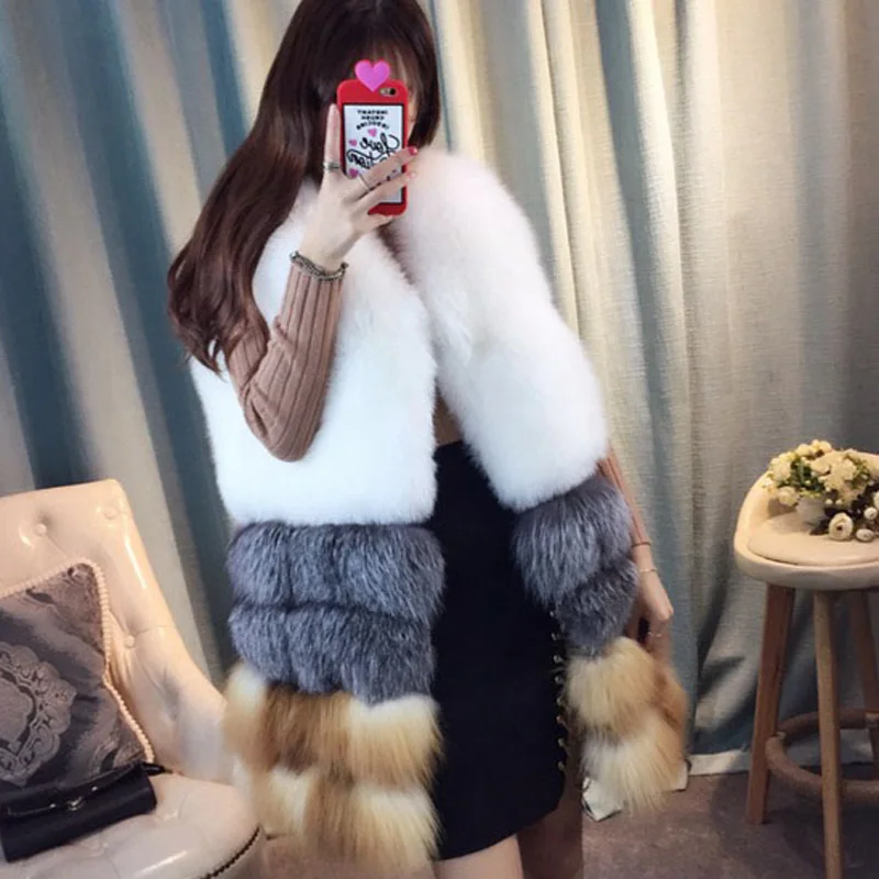 UPPIN 2017 Новый осенне зимний женский жилет из лисьего меха длинный искусственного