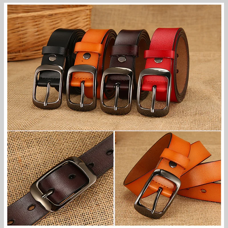 WULEKUE Дизайнерские женские пояса из натуральной кожи с пряжками-булавками для джинсов и металлической пряжки.