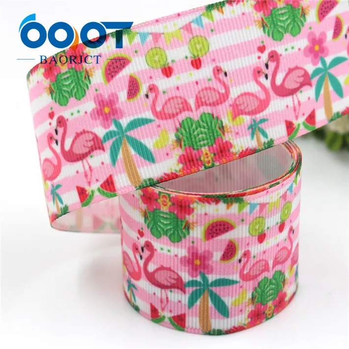 G-18801-738 OOOT BAORJCT G-18801-735, 38 мм 10 ярдов мультфильм Фламинго Ленты Термотрансферная печать grosgrain Свадебный Материал "сделай сам" - Цвет: G-18801-738