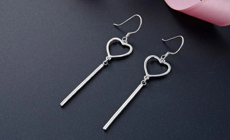 Серьги из стерлингового серебра S925 корейские модные серьги с сердечками