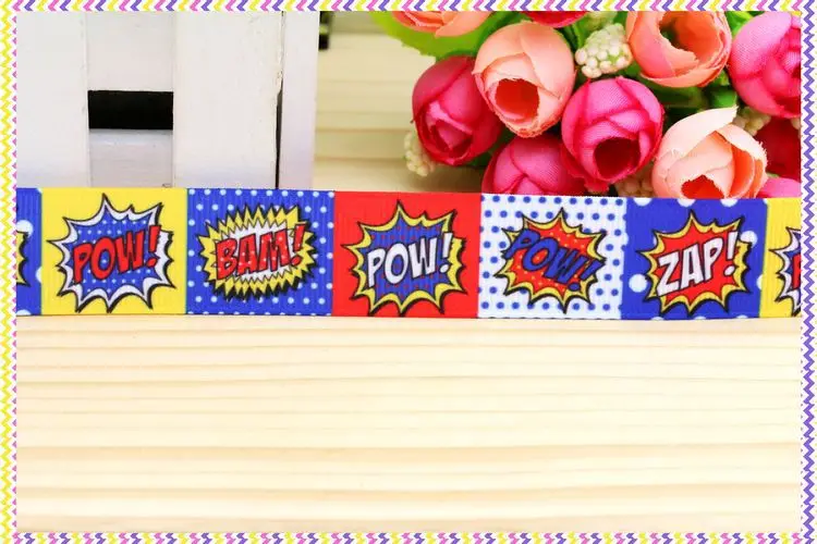 7/8inch Free Shipping Bang Pow Printed Grosgrain Ribbon Material Headwear Party Decoration Diy Wholesale OEM 22mm P4274 |