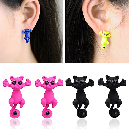 Женские серьги гвоздики в стиле панк с милым мультяшным котом|earrings jewelry|punk earringscat