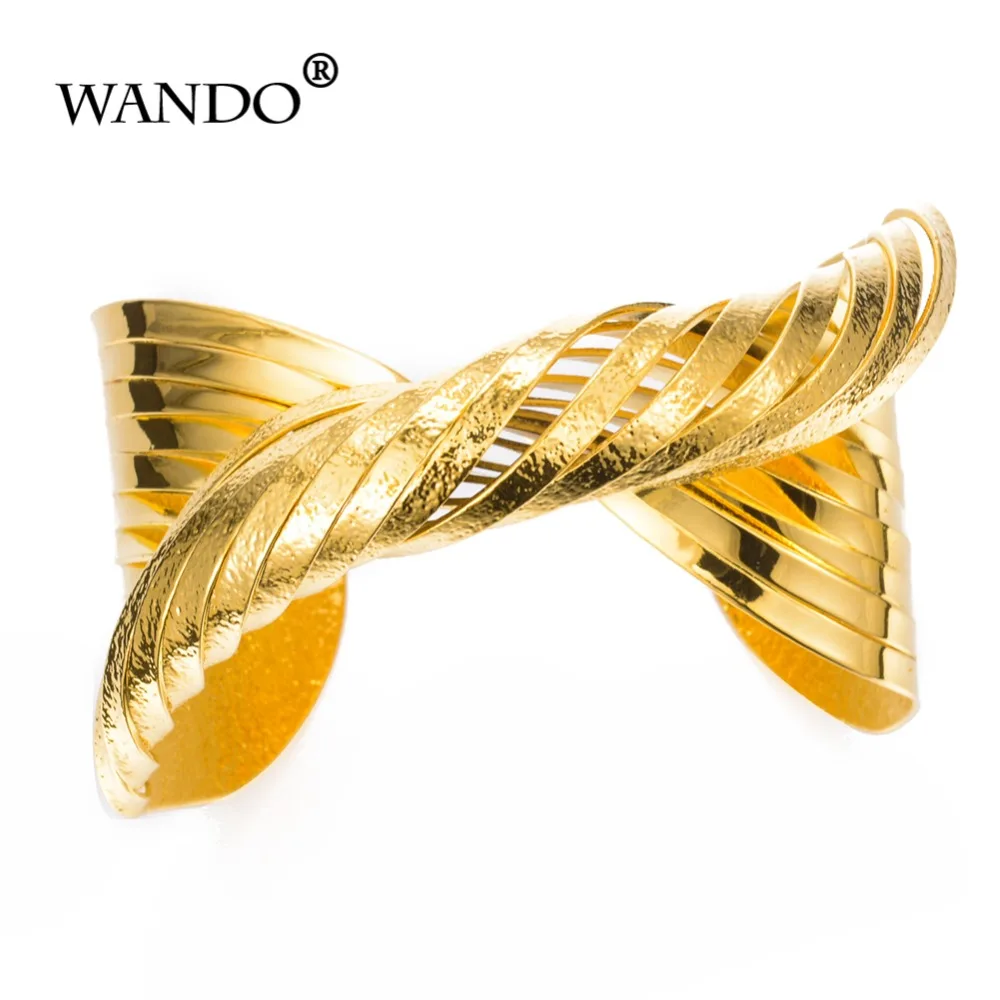 WANDO новейший скрученный преувеличенный браслет для женщин золотой Дубай Эфиопия