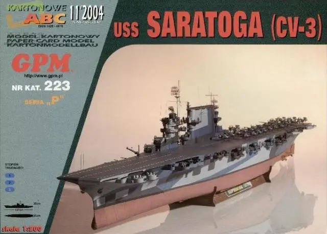 3 D бумажная модель авианосца Saratoga Бумажная сделай сам ручная форма набор