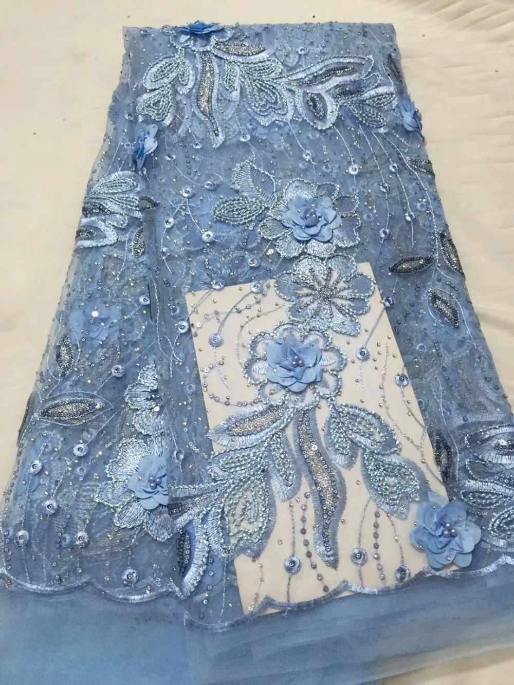 Небесно-голубая африканская кружевная ткань 2018 Высокое качество Французский 3d