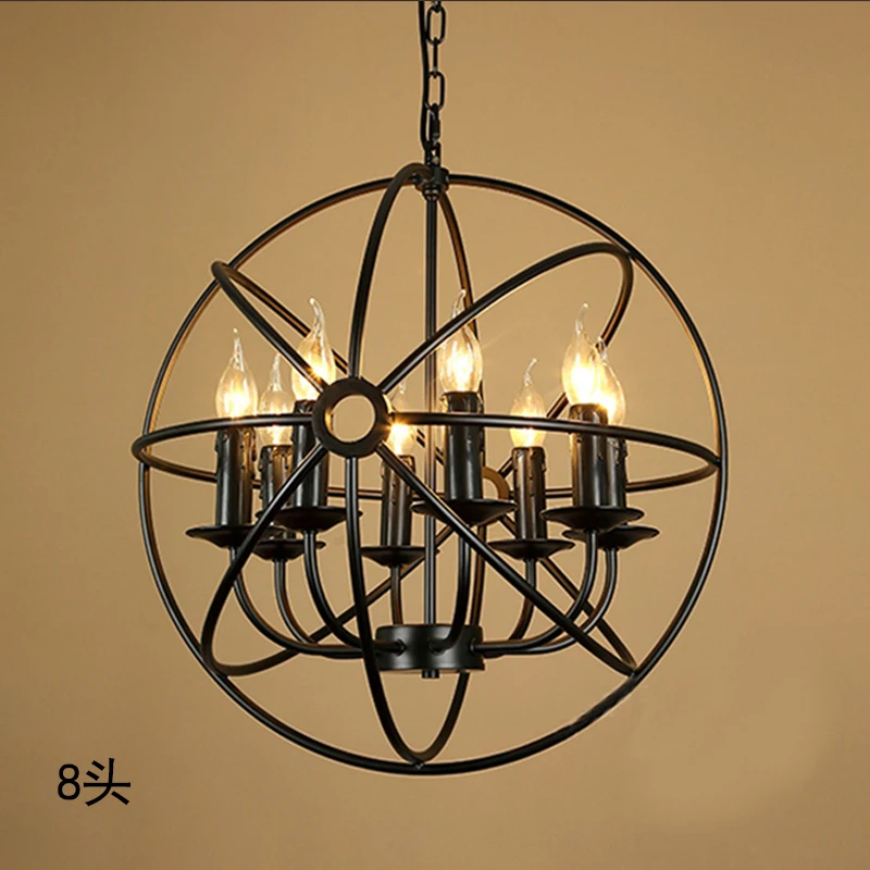 Северный Лофт стиль ретро черный железный Глобус подвесной светильник