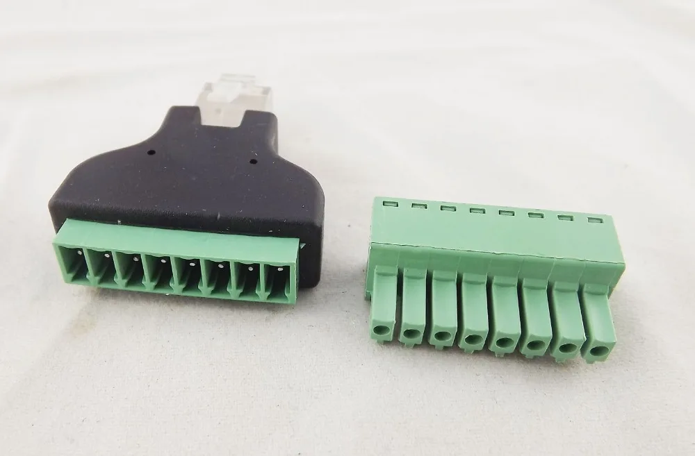 10pcs Ethernet RJ45 Male Plug To AV Screw Terminal 8 Pin Block CCTV Converter Adapter |