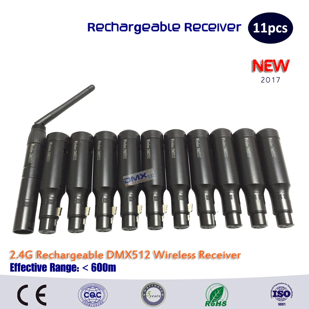 Бесплатная доставка DHL 3yeas гарантия новый перезаряжаемый 2 4G ISM DMX512 беспроводной 3