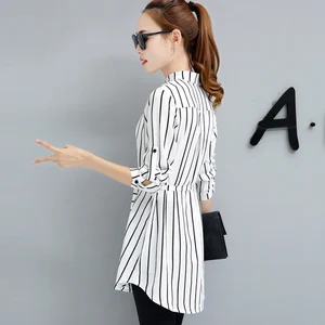 Женская шифоновая блуза с длинным рукавом, Повседневная офисная одежда для работы и весны, DF1774, женские блузки рубашки