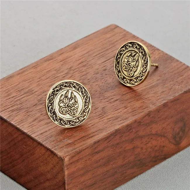 Style 3 Bronze Чандлер волк египетское Древо жизни медведь серьга в форме лапы мужские викинги кельти узел топор языческие серьги-гвоздики готический панк амулет Bronics - Окраска металла: Style 3 Bronze