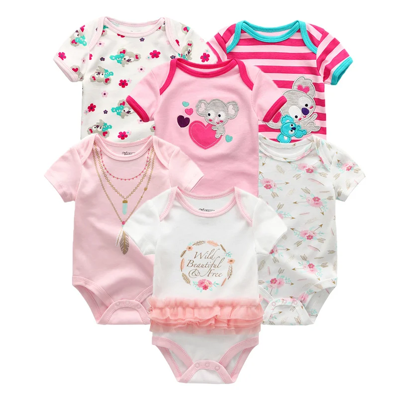 

6 PCS/lot Summer Short Sleeve Baby rompers 100% Cotton Soft baby Jumpsuit Cartoon ropa bebe Baby Boy Girl clothes