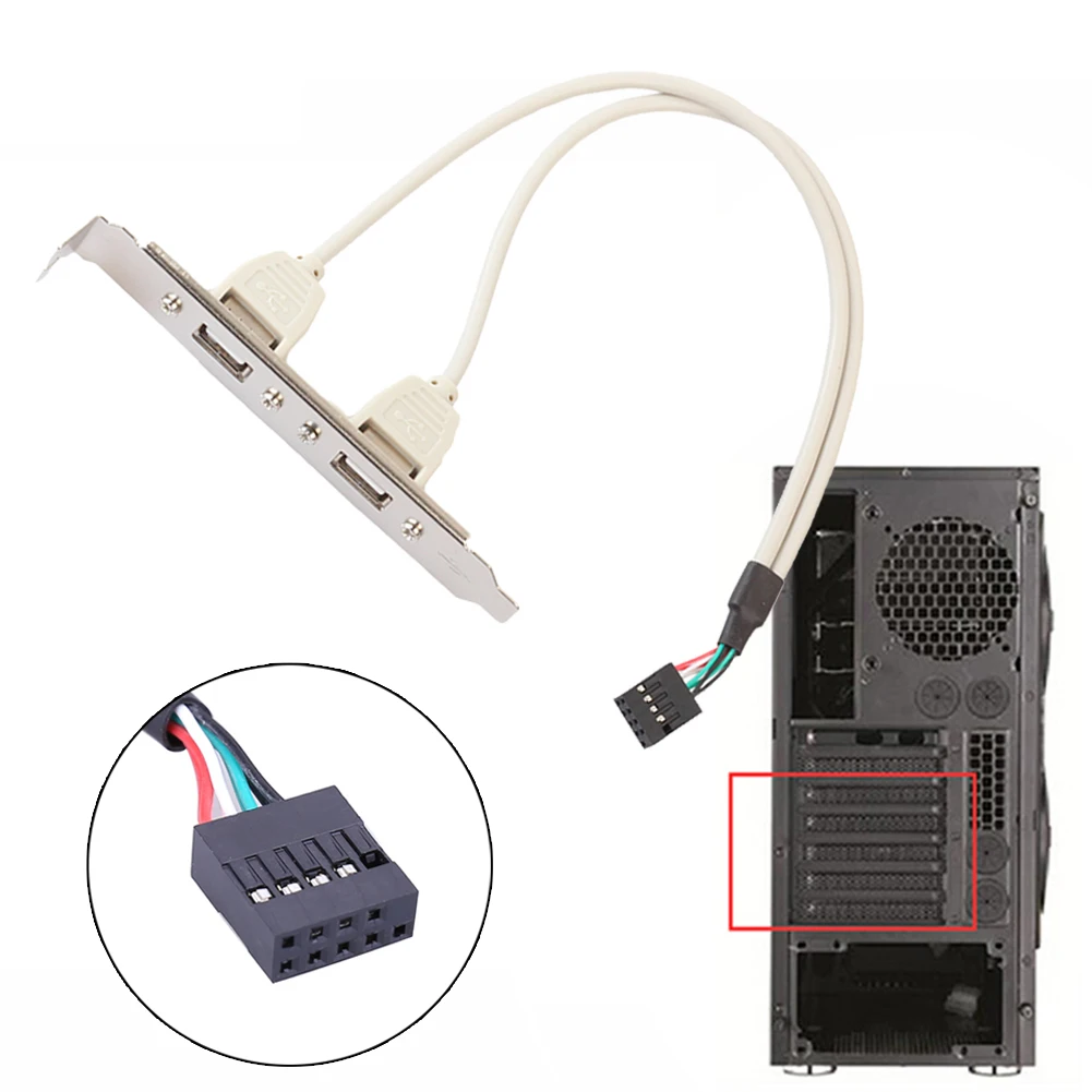 2 порта USB 0 мама до 9 Pin Материнская плата заголовок кабель адаптер 30 см 28AWG медь