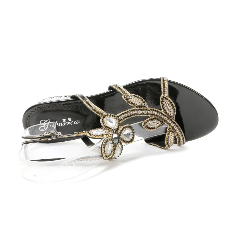Туфли на плоской подошве со стразами женские летние сандалии с ремешками