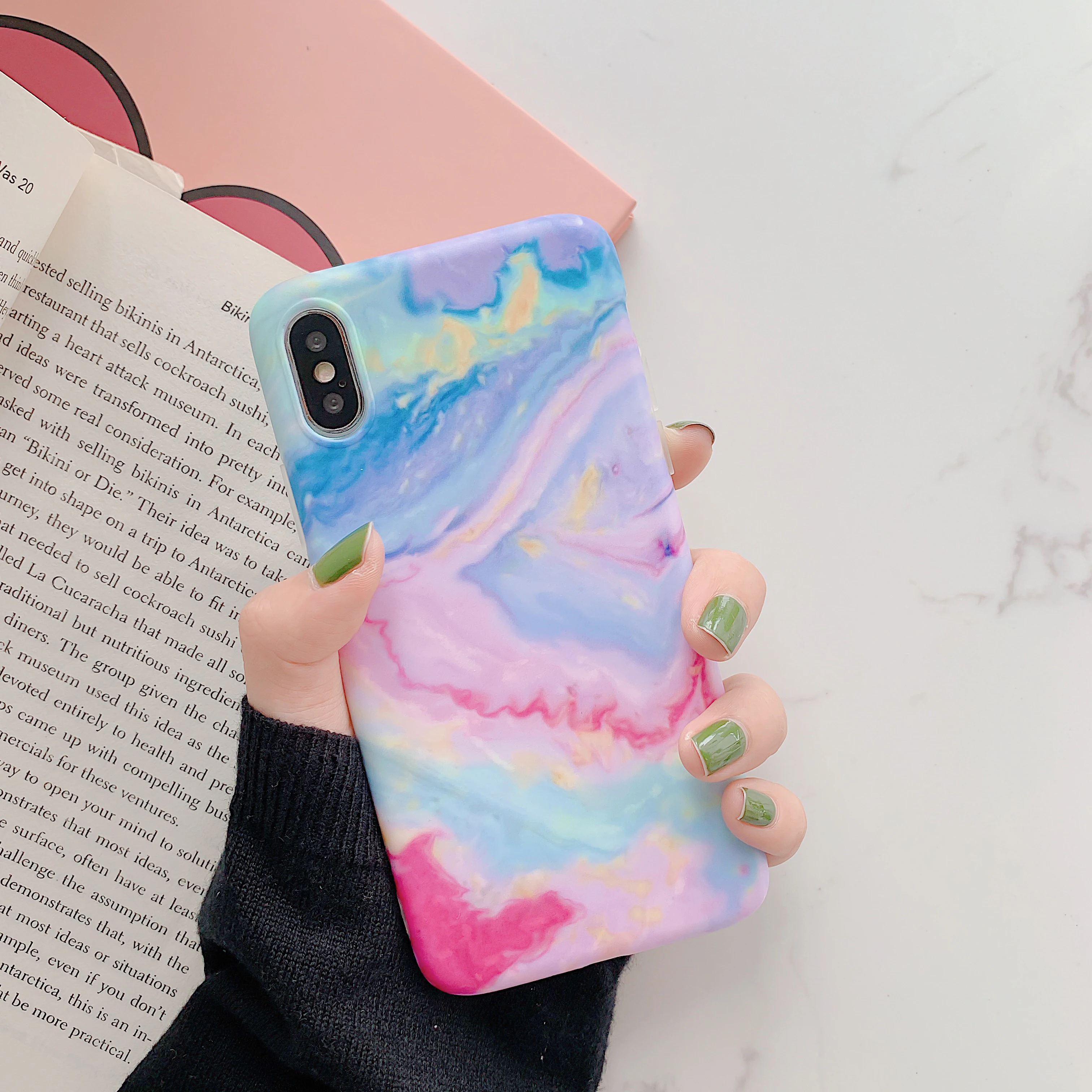 FLYKYLIN Синий Розовый художественный граффити чехол для iPhone 6 S 7 8 Plus XR X XS Max задняя