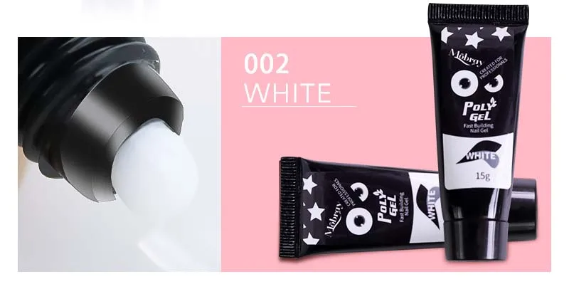 white 9 цветов, замачиваемый полигель, быстрое строительство, 15 мл, Типсы для ногтей, строительный УФ-гель, камуфляж, инструмент для маникюра - Цвет: white