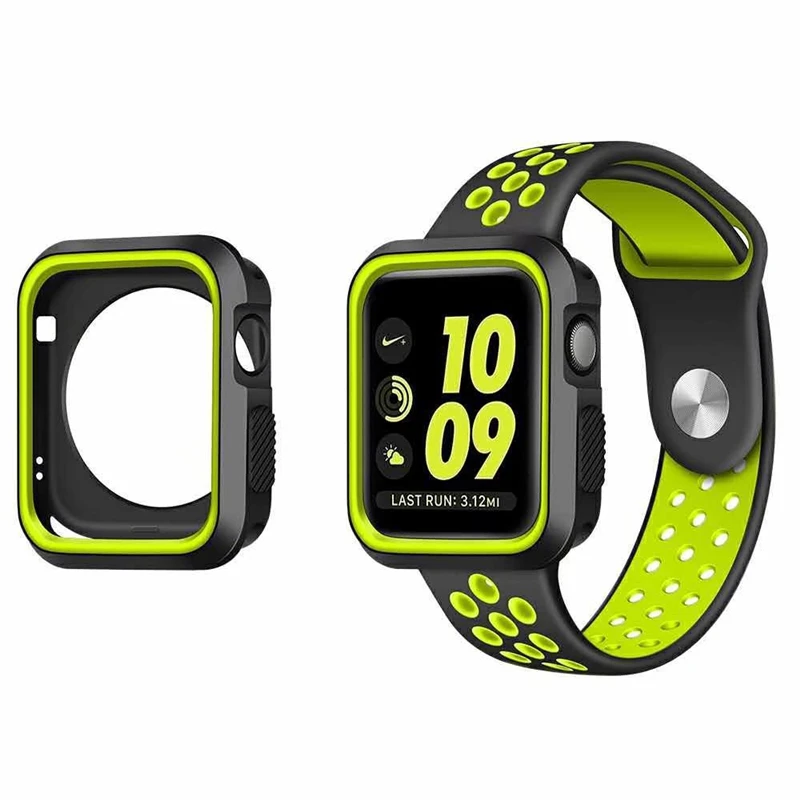 Модный двойной цвет мягкий силиконовый чехол бампер для Apple Watch iWatch серии 1 и 2 3